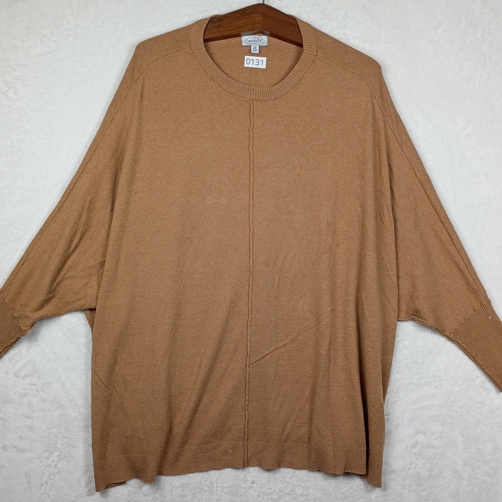 Mud Pie Oversized‎ Dolman Sleeve Crew Neck Sweater Camel Tan One Size